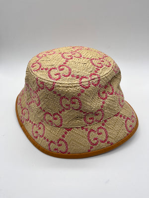 Cappello Bucket Gucci GG raffia