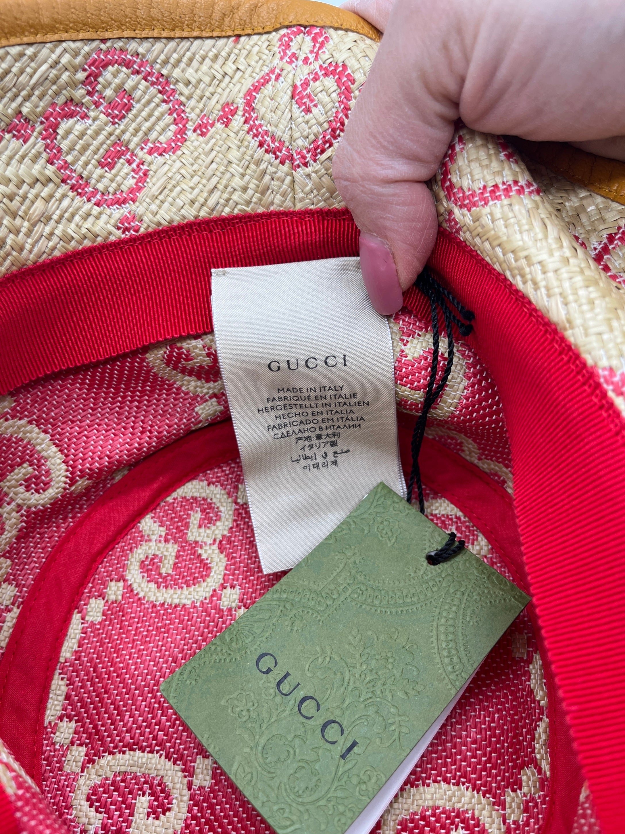 Cappello Bucket Gucci GG raffia