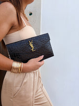 Pochette Saint Laurent pelle Coccodrillo goffrata